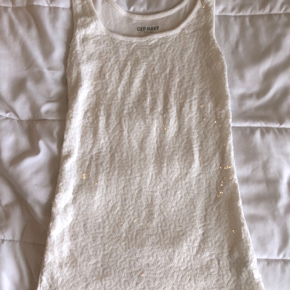 White sequined tank top